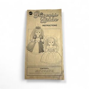 Mattel Princess Bride Instruction Booklet